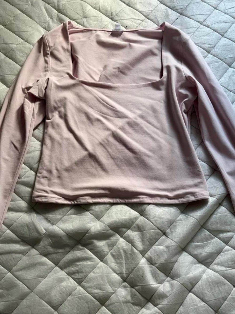 Garage Light Pink Long Sleeve Square Neck Top